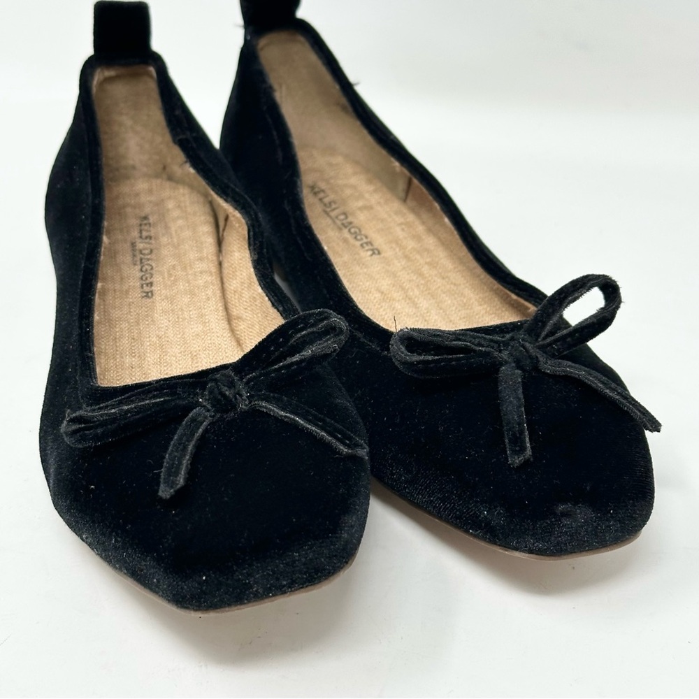 NEW Kelsi Dagger Frankie Black Velvet Square Toe Ballet Flat Womens 7.5 - Picture 2 of 8
